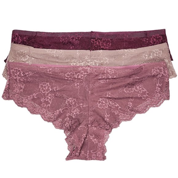 Lace Tanga Panty with Scalloped Trim 3 Color Pack - Picture 2 of 12